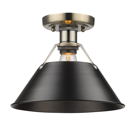 Orwell AB Flush Mount in Aged Brass with Matte Black Shade
