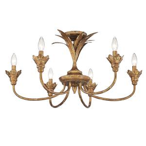 Lillianne HG 6 Light Semi-Flush in Heirloom Gold