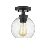 Galveston Flush Mount in Black with Seeded Glass
