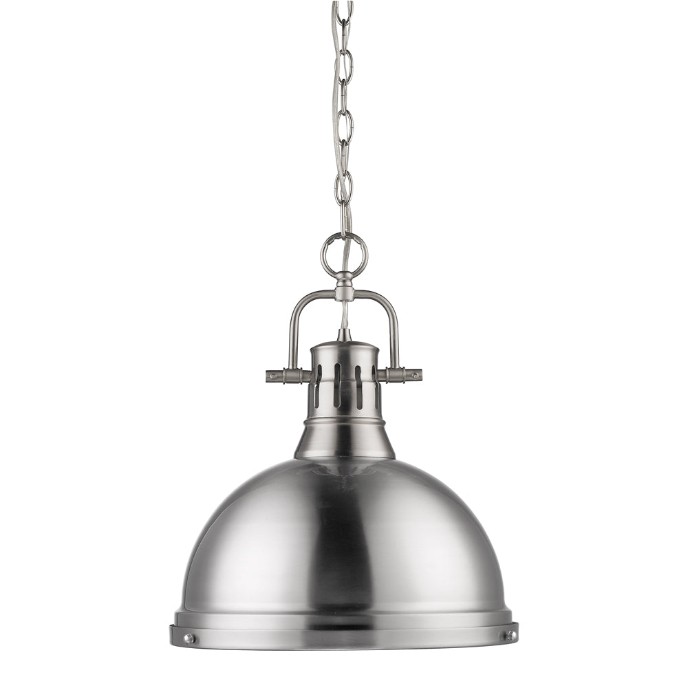 Duncan 1 Light Pendant with Chain in Pewter with a Pewter Shade