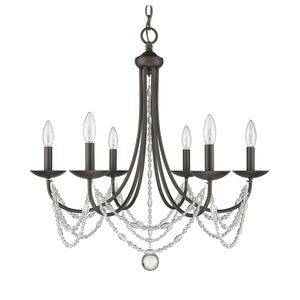 Mirabella 6 Light Chandelier in Rubbed Bronze