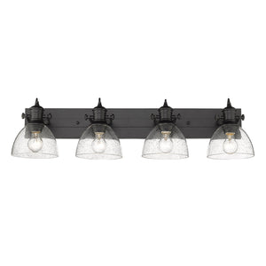 Hines 4-Light Bath Vanity in Matte Black with Seeded Glass Shades