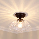 Audra Semi-Flush in Matte Black with Clear Glass Shade