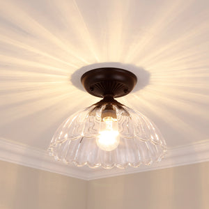 Audra Semi-Flush in Matte Black with Clear Glass Shade