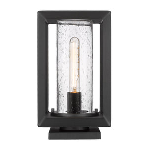 Smyth NB Pier Mount - Outdoor in Natural Black with Seeded Glass Shade