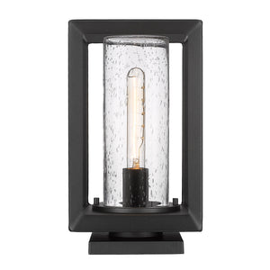 Smyth NB Pier Mount - Outdoor in Natural Black with Seeded Glass Shade