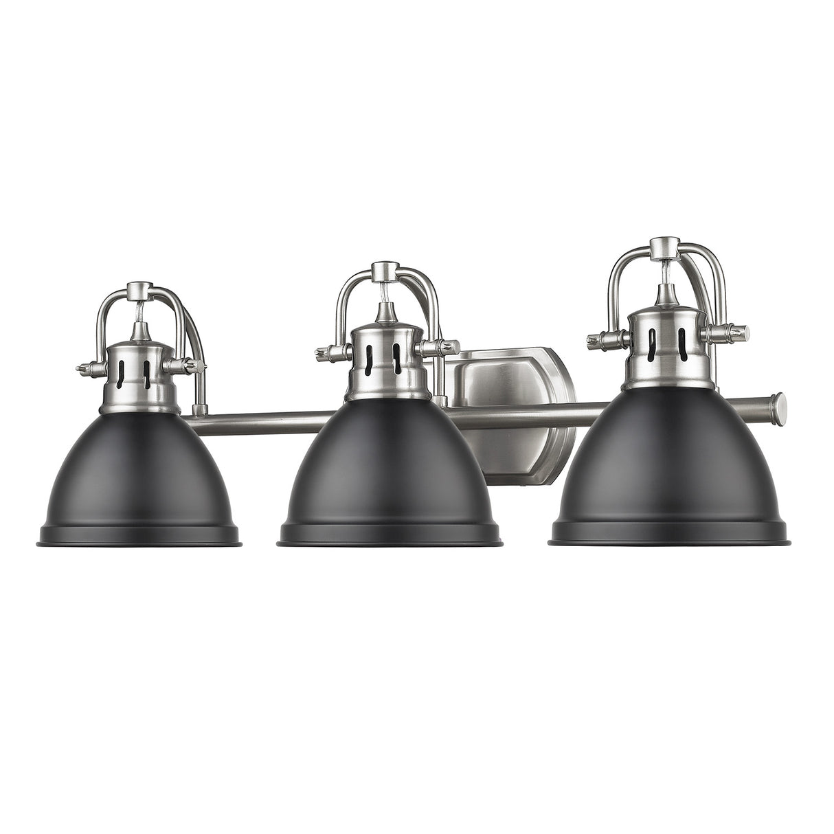Duncan 3 Light Bath Vanity in Pewter with a Matte Black Shade