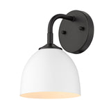 Zoey 1-Light Wall Sconce in Matte Black with Matte White Shade