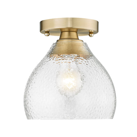 Ariella Small Pendant in Brushed Champagne Bronze with Hammered Clear Glass