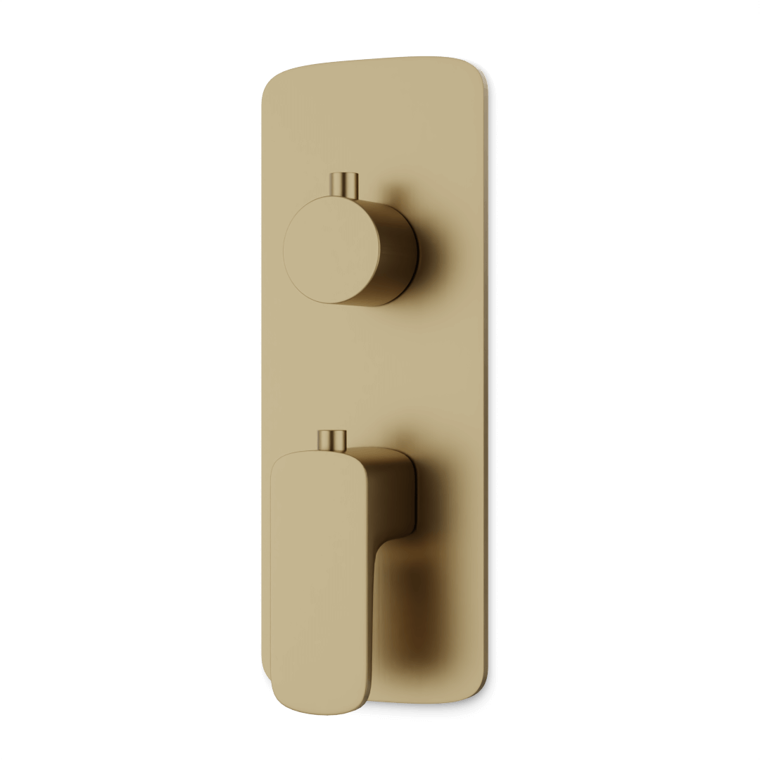 Artos Harmony Thermostat with 3-Way Diverter & Off Position Trim Kit Satin Brass – F903B-64TKSB