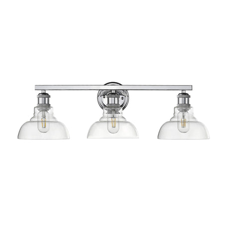 Carver 3-Light Bath Vanity in Chrome with Clear Glass Shades