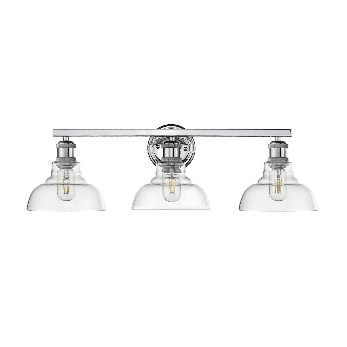Carver 3-Light Bath Vanity in Chrome with Clear Glass Shades