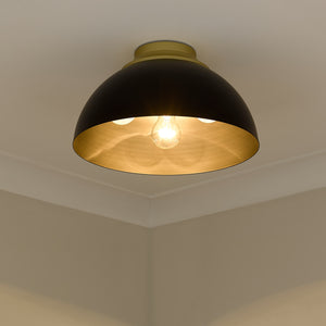 Zoey Flush Mount in Olympic Gold with Matte Black Shade