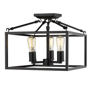 Wesson 3-Light Semi-Flush Mount in Black