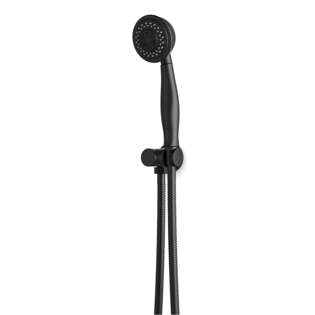 Artos Classic Multifunction Flexible Hose Hand Shower Kit on Pivoting Hook Matte Black – F907-116BK