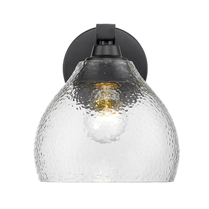 Ariella 1-Light Wall Sconce in Matte Black with Hammered Clear Glass