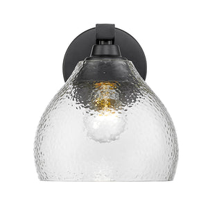 Ariella 1-Light Wall Sconce in Matte Black with Hammered Clear Glass
