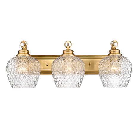 Adeline MBG 3 Light Bath Vanity in Modern Brushed Gold with Clear Glass Shade