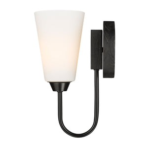 Neela 1 Light Wall Sconce in Matte Black with Opal Glass Shade