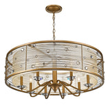 Joia 8 Light Chandelier in Peruvian Gold with a Sheer Filigree Mist Shade