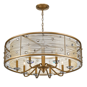 Joia 8 Light Chandelier in Peruvian Gold with a Sheer Filigree Mist Shade
