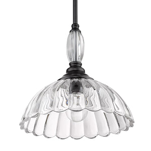 Audra 1 Light Pendant in Matte Black with Clear Glass Shade
