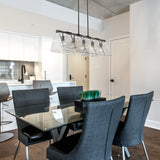 Serenity BLK Linear Pendant in Matte Black with Hammered Water Glass Shade