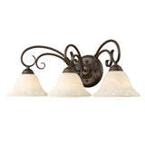 Homestead 3 Light Bath Vanity in Rubbed Bronze with Tea Stone Glass