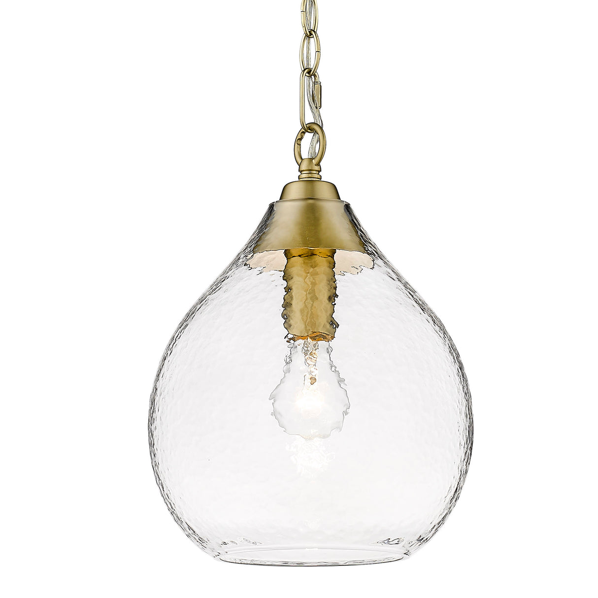 Ariella Small Pendant in Brushed Champagne Bronze with Hammered Clear Glass