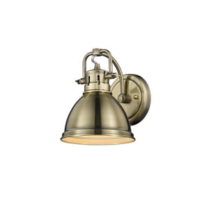 Duncan 1 Light Bath Vanity in Aged Brass with an Aged Brass Shade