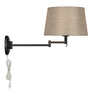 Eleanor Articulating Wall Sconce in Matte Black with Natural Sisal Shade