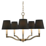 Waverly 5 Light Chandelier in Aged Brass with Tuxedo Shade