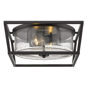 Mercer Flush Mount in Matte Black with Matte Black accents and Seeded Glass