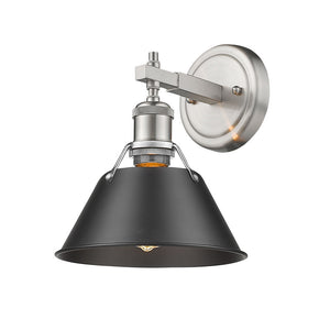 Orwell PW 1 Light Bath Vanity in Pewter with Matte Black Shade