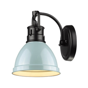 Duncan 1 Light Bath Vanity in Matte Black with a Seafoam Shade