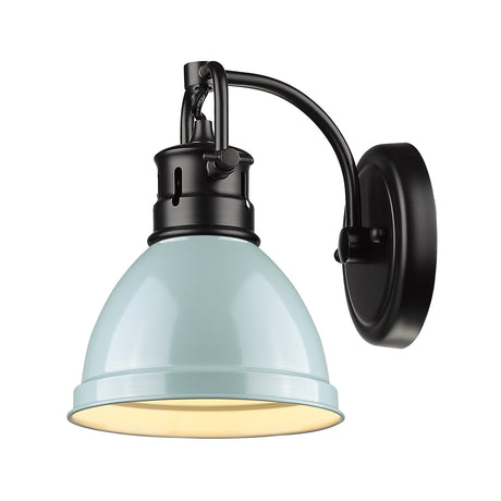 Duncan 1 Light Bath Vanity in Matte Black with a Seafoam Shade