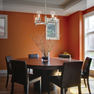 Winslett 5-Light Chandelier in Pewter with Ribbed Clear Glass Shades