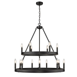 Alastair 2 Tier 6+9 Light Chandelier in Matte Black