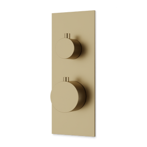 Artos Otella Thermostat with 3-Way Diverter & Off Position Linear Trim Kit Satin Brass