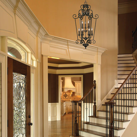 Heartwood 2 Tier - 9 Light Caged Foyer in Burnt Sienna with Drip Candlesticks