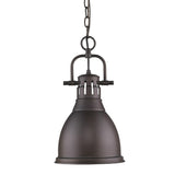 Duncan Small Pendant with Chain in Rubbed Bronze with a Rubbed Bronze Shade