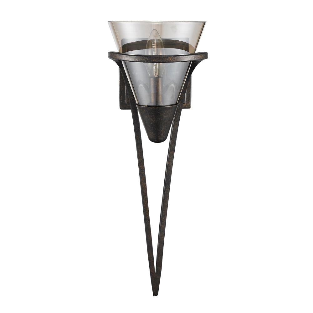 Olympia 1 Light Wall Sconce in Burnt Sienna with Baltic Amber Glass