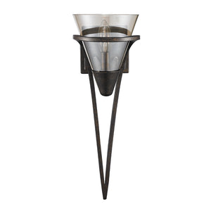Olympia 1 Light Wall Sconce in Burnt Sienna with Baltic Amber Glass