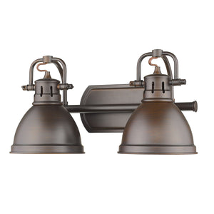 Duncan 2 Light Bath Vanity in Rubbed Bronze with Rubbed Bronze Shades