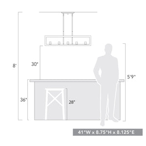 Sutton 5 Light Linear Pendant in Matte Black