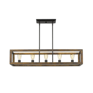 Sutton 5 Light Linear Pendant in Matte Black