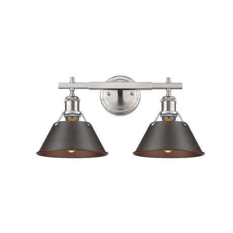 Orwell PW 2 Light Bath Vanity in Pewter with Rubbed Bronze Shade