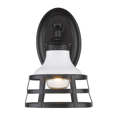 Locklyn 1 Light Wall Sconce Vanity in Matte Black with Matte White Shades