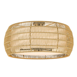 Everly 6 Light Semi-Flush in Matte Black with Natural Rattan Shade