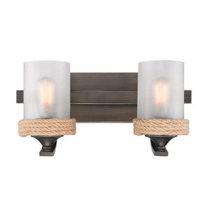 Chatham 2 Light Bath Vanity in Gunmetal Bronze with Clear Sandblasted Glass